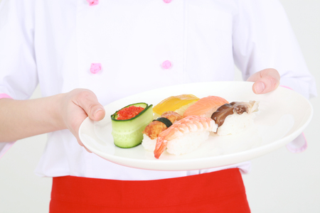 Cooking class with children - isolated on whiteの写真素材