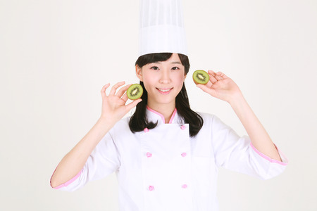 Cooking class with children - isolated on whiteの写真素材