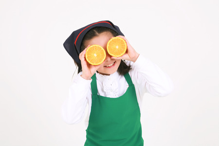 Cooking class with children - isolated on whiteの写真素材