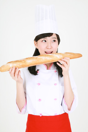 Cooking class with children - isolated on whiteの写真素材