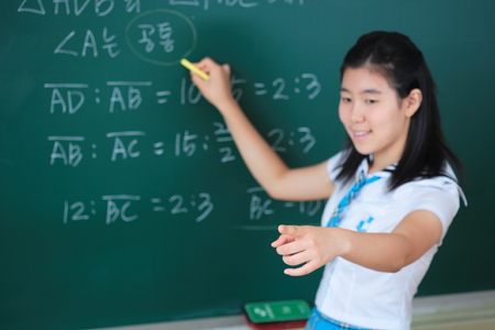 A student in a high school classroom