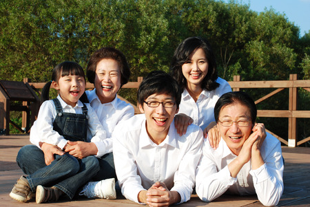 Happy asian familyの写真素材