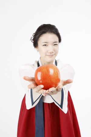 korea traditional clothing, hanbok- Isolated on studio shotの写真素材