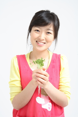 Daily life of asian housewife - isolated on whiteの写真素材