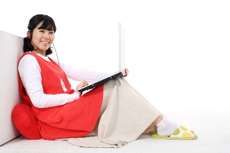 Daily life of asian housewife - isolated on whiteの写真素材