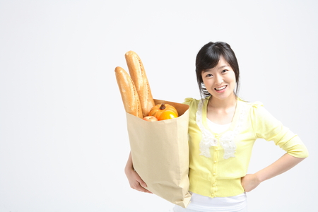 Daily life of asian housewife - isolated on whiteの写真素材