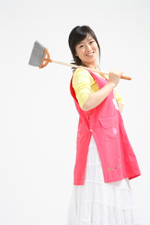 Daily life of asian housewife - isolated on whiteのeditorial素材