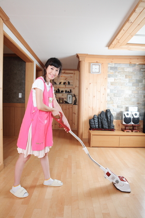 Daily life of asian housewife at homeのeditorial素材
