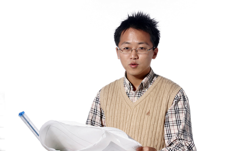 Asian man majoring in architecture - isolated on whiteのeditorial素材