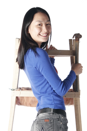 Asian woman in studio - isolated on whiteの写真素材