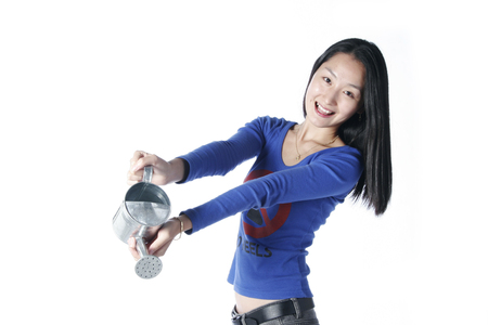 Asian woman in studio - isolated on whiteの写真素材