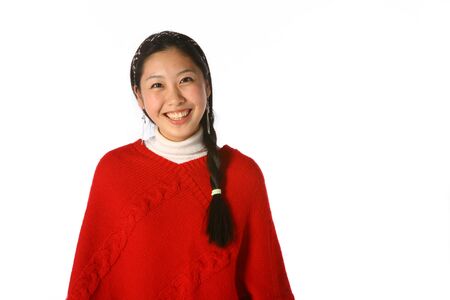 Asian woman in studio - isolated on whiteの写真素材