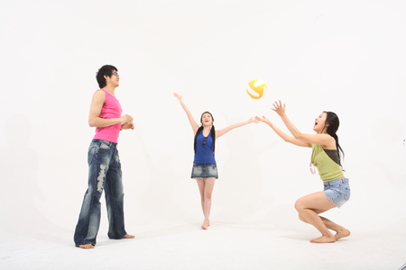 Summer holiday concept - Young Asian people on vacation,isolated on whiteの写真素材