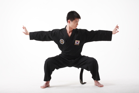 Asian martial arts master - isolated on whiteの写真素材