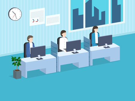 Business people working in the office - vector illustrationのイラスト素材