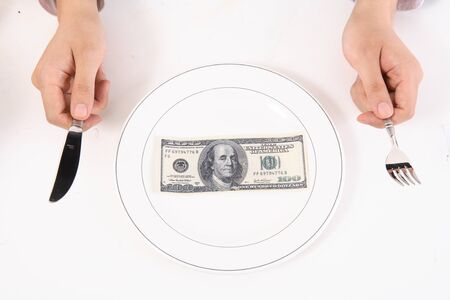 Money on a plateの写真素材