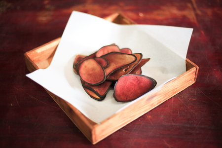 Ingredients of Korean Medicine on white paperの写真素材