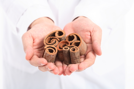 Hands holding ingredients of korean medicineの写真素材