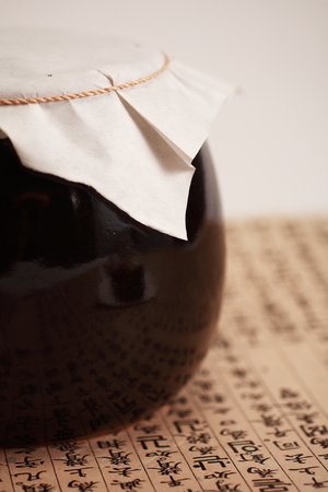 Close up shot of Korean traditional medicine potの写真素材