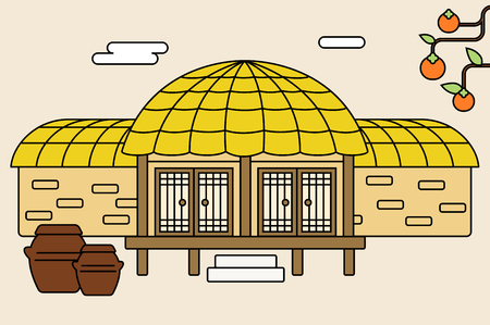 Korean traditional holidays- Lunar new year, Chuseok concept vector illustrationのイラスト素材