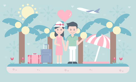 Newly wed on honeymoonのイラスト素材