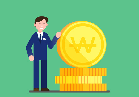 Business illustration - Business personnel with money,bill,currencyのイラスト素材