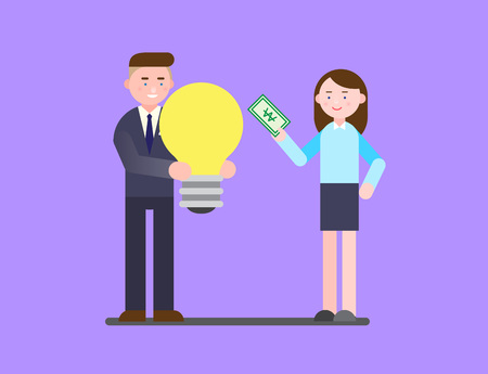 Business illustration - Business personnel with money,bill,currencyのイラスト素材