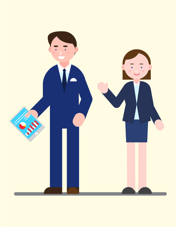 Business illustration - Presentation with screen,monitor,boards and audiencesのイラスト素材
