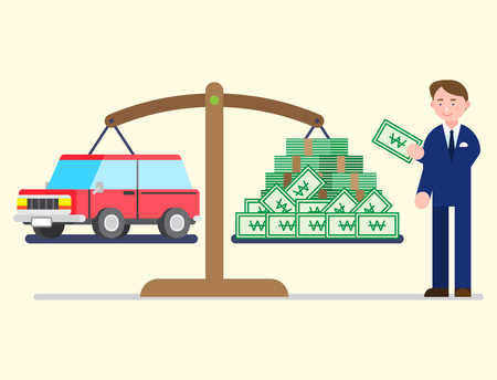 Business illustration - Business personnel with money,bill,currencyのイラスト素材