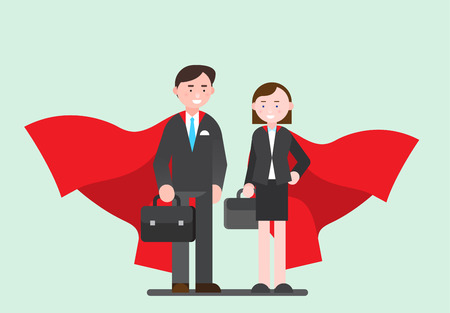 Business illustration - Business personnel with red capesのイラスト素材