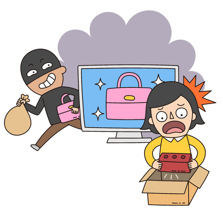 Crime illustration - Internet,Online shopping fraud,scamのイラスト素材