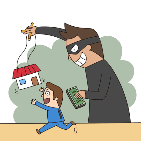 Crime illustration - real estate fraud,scamのイラスト素材