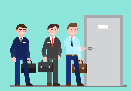 Business illustration - Business personnel at business sites: hallway, reception, elevatorのイラスト素材