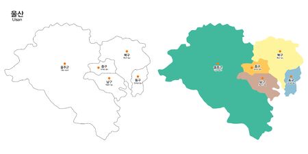 Map of district - Ulsan City, South Koreaのイラスト素材
