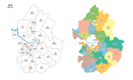 Map of district - Gyeonggi Province, South Koreaのイラスト素材