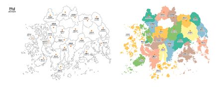Map of district - Jeonnam Province, South Koeraのイラスト素材