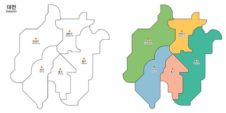 Map of district - Daejeon City, South Koreaのイラスト素材