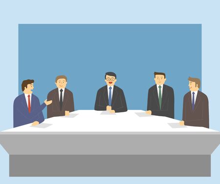 Election illustration - Discussion,Debate at tableのイラスト素材
