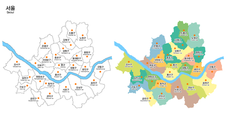 Map of district - Seoul City, South Koreaのイラスト素材