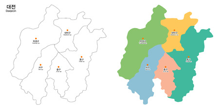 Map of district - Daejeon City, South Koreaのイラスト素材