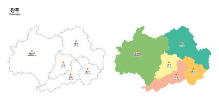 Map of district - Gwangju Province, South Koreaのイラスト素材