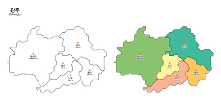 Map of district - Gwangju Province, South Koreaのイラスト素材