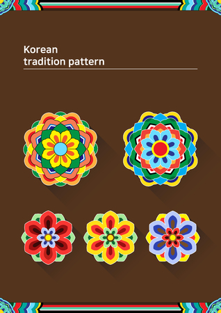 Illustration of pattern sample - colored round Korean traditional patternのイラスト素材