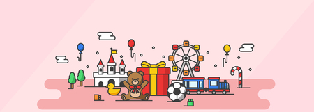 Cute icon set, ensemble illustration - Children's day in pink tone, backgroundのイラスト素材