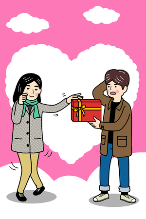 Funny illustration - Couples on valentines dayのイラスト素材