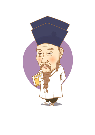 Famous historical figures caricature isolated in white - Korean great scholar, Dasan Jeong Yak-yongのイラスト素材