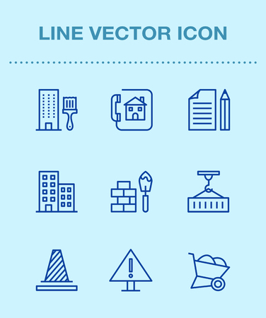 One color line icon set, ensemble illustration - Construction work siteのイラスト素材