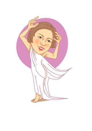 Famous historical figures caricature isolated in white - Isadora Duncanのイラスト素材