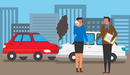 Illustration of life with automobile, car, vehicle - Accident, car crashのイラスト素材