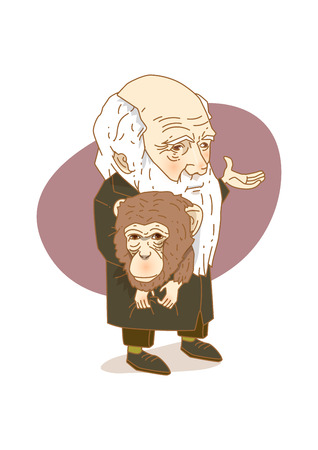 Famous historical figures caricature isolated in white - Darwinのイラスト素材
